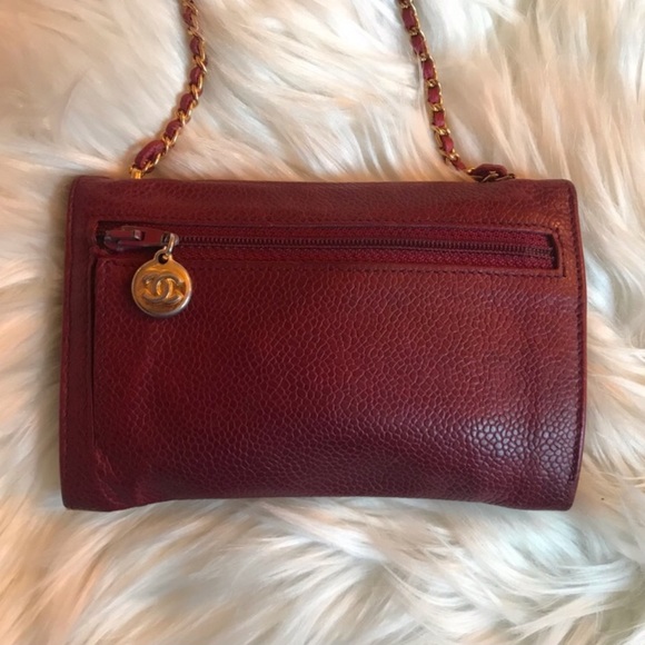 Authentic Chanel Micro Mini Dark Red Caviar Flap Bag - Picture 5 of 7